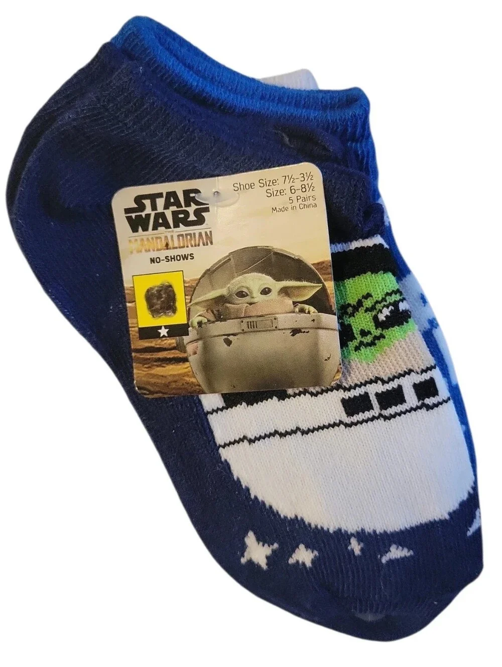 5 Pk Disney Star Wars Mandalorian No-Show Grogu Baby Yoda Kid's Socks 6-8 1/2